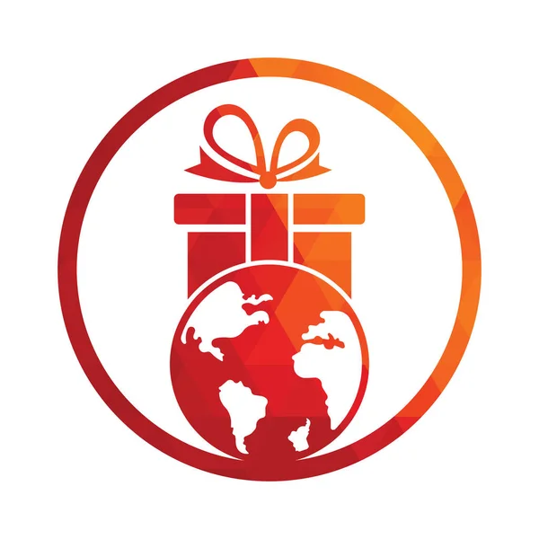 Modèle Conception Logo Cadeau Mondial Vecteur Modèle Icône Logo Monde — Image vectorielle