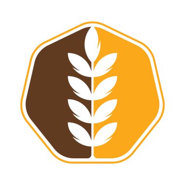 Buğday tanecikli vektör logosu tasarımı. Basit buğday / tahıl vektör logo tasarımı.