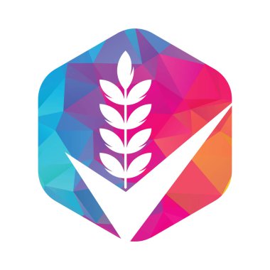 Buğday Tanesi Kontrol Logosu. Tahıl Logosu Kavram simgesi simgesi Tasarım.