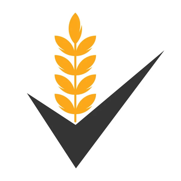 Wheat Grain Check Logo Grain Wheat Logo Concept Sign Icon — Stock Vector