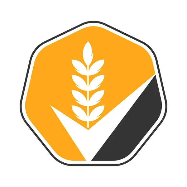 Wheat Grain Check Logo Grain Wheat Logo Concept Sign Icon — Stock Vector