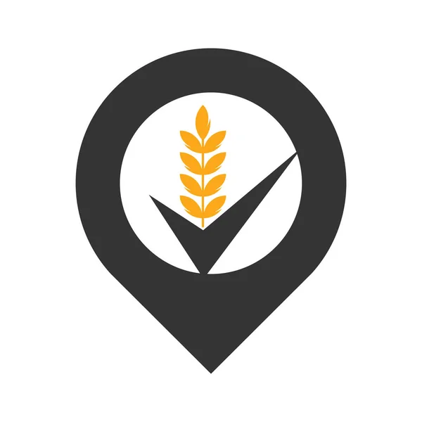 Логотип Пшеничной Проверки Символ Знака Концепция Зерна Пшеницы Дизайн — стоковый вектор