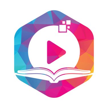 Kitap ortamı logo tasarım şablonu. Kitap oynatma logosu tasarım illüstrasyonu.