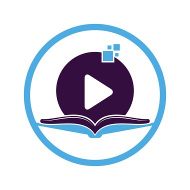 Kitap ortamı logo tasarım şablonu. Kitap oynatma logosu tasarım illüstrasyonu.