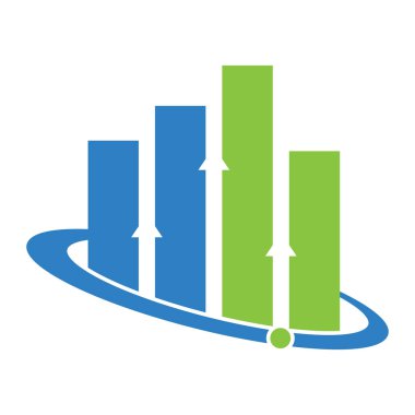 Planet Stats vektör logosu tasarım şablonu. Dünya finans logosu tasarımı. Dünya istatistik logosu.