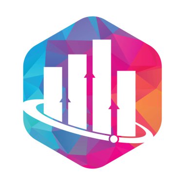 Planet Stats vektör logosu tasarım şablonu. Dünya finans logosu tasarımı. Dünya istatistik logosu.