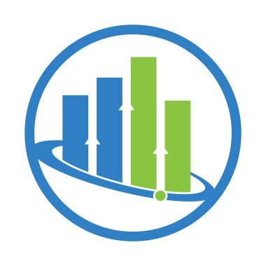Planet Stats vektör logosu tasarım şablonu. Dünya finans logosu tasarımı. Dünya istatistik logosu.