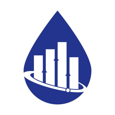 Planet Stats vektör logosu tasarım şablonu. Dünya finans ve düşüş şekilli logo tasarımı kavramı.