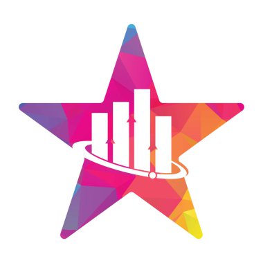 Planet Stats vektör logosu tasarım şablonu. Dünya finans ve yıldız şekli logo tasarımı kavramı.