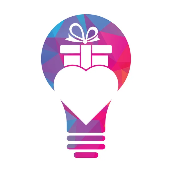 Love Gift Bulb Shape Concept Logo Vector Symbol Icon Design — Stock Vector