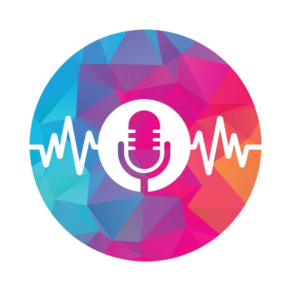 Medicinsk Podcast Logotyp Med Puls Podcast Heartbeat Line Logo Design — Stock vektor