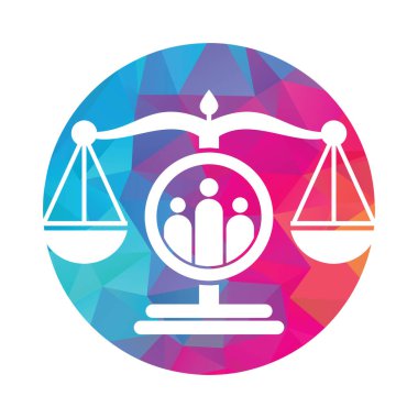 Adalet insanları logo tasarım vektörü. Hukuk firması ve insanlar logo şablonu tasarımı.