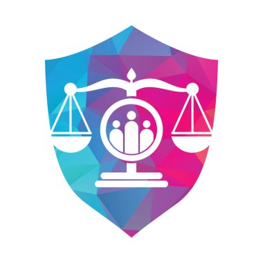 Adalet insanları logo tasarım vektörü. Hukuk firması ve insanlar logo şablonu tasarımı.