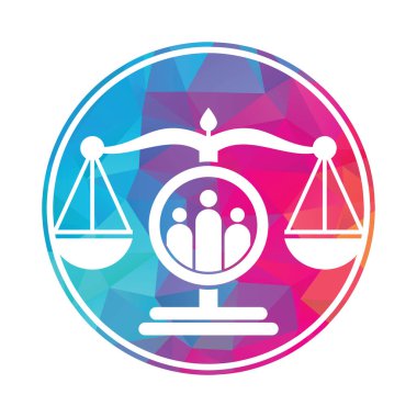 Adalet insanları logo tasarım vektörü. Hukuk firması ve insanlar logo şablonu tasarımı.