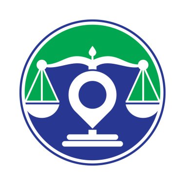 Adalet noktası logo şablonu. Yaratıcı Hukuk Firması logo tasarımı kavramı.