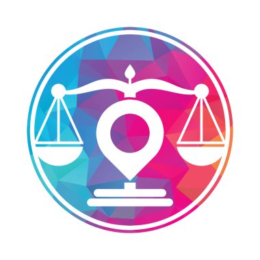 Adalet noktası logo şablonu. Yaratıcı Hukuk Firması logo tasarımı kavramı.