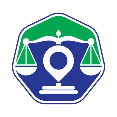 Adalet noktası logo şablonu. Yaratıcı Hukuk Firması logo tasarımı kavramı.