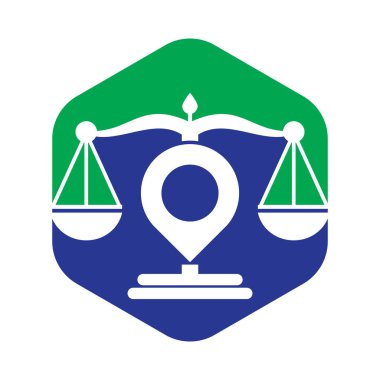 Adalet noktası logo şablonu. Yaratıcı Hukuk Firması logo tasarımı kavramı.