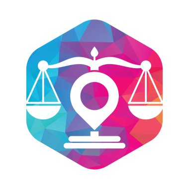 Adalet noktası logo şablonu. Yaratıcı Hukuk Firması logo tasarımı kavramı.