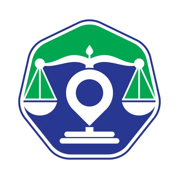 Modelo Vetor Logotipo Ponto Justiça Lei Criativa Firm Conceito Design —  Vetores de Stock