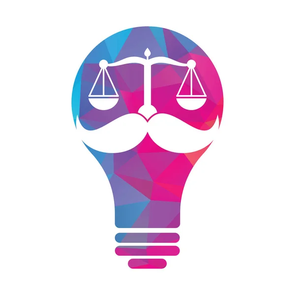 Strong Law Vector Logo Design Concept Scale Mustache Lightbulb Icon — Image vectorielle