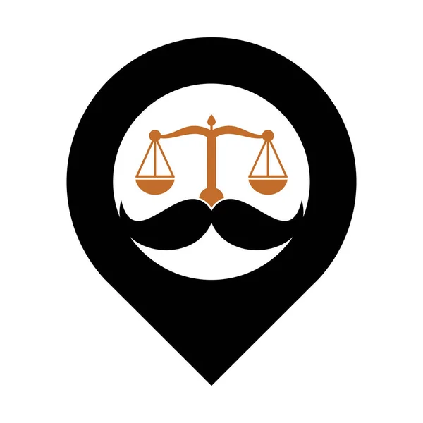 Starke Gesetz Vektor Logo Design Konzept Skala Und Schnurrbart Mit — Stockvektor