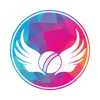 Kriket sporu logosu tasarım şablonu. Kanat simgesi dizaynlı kriket topu.