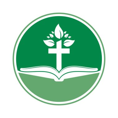 İncil Haçı Logosu Tasarımı. Hıristiyan Kilisesi Çapraz Vektör Şablonu Tasarımı.