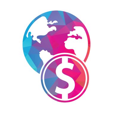 Dünya Para logosu tasarım vektörü. Para logosu tasarım şablonu, simge.