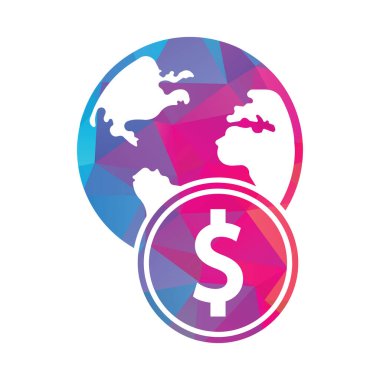 Dünya Para logosu tasarım vektörü. Para logosu tasarım şablonu, simge.