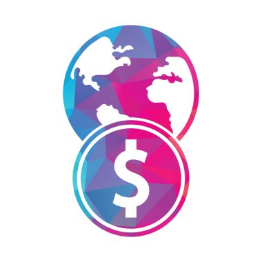 Dünya Para logosu tasarım vektörü. Para logosu tasarım şablonu, simge.
