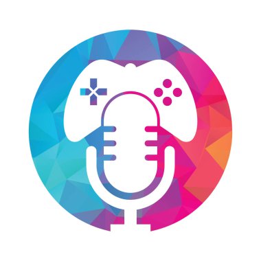 Gamepad ve podcast logo tasarım şablonu.