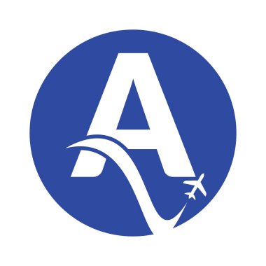 A Harfi Hava Seyahat Logosu Şablonu. Bir harf seyahat logo tasarımı vektörü.