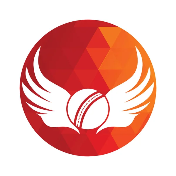 Шаблон Векторного Логотипа Крикета Крикетный Мяч Изображением Крыльев — стоковый вектор
