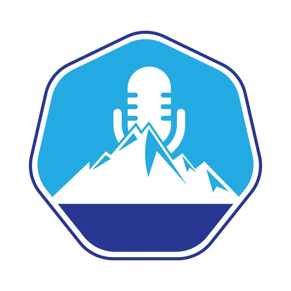 Podcast Montaña Vector Logotipo Diseño Plantilla — Archivo Imágenes Vectoriales