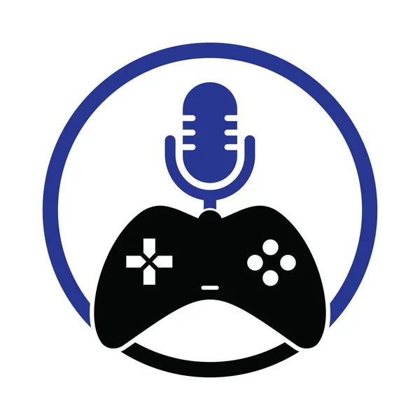Gamepad Podcast Logo Design Template — Stock Vector