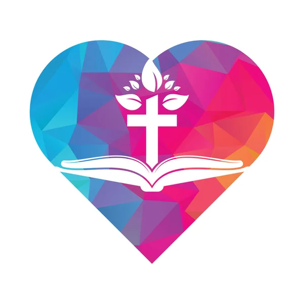 Diseño Del Logotipo Del Árbol Cruz Biblia Cruz Árbol Iglesia — Archivo Imágenes Vectoriales