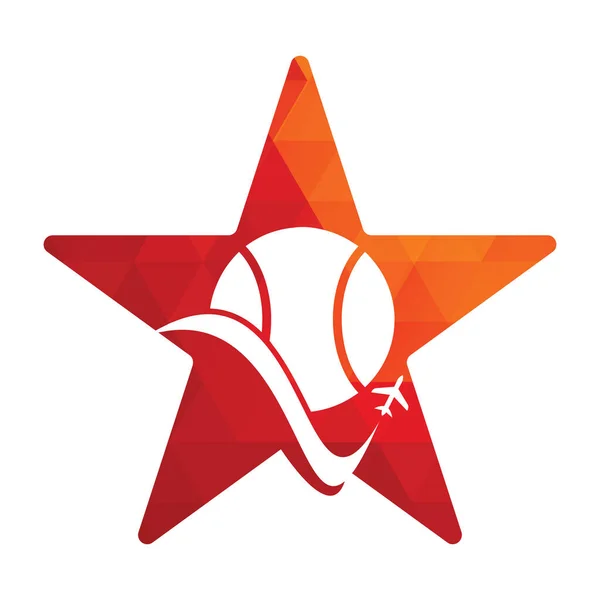 Tenis Viaje Estrella Forma Concepto Vector Logotipo Diseño Plantilla — Archivo Imágenes Vectoriales