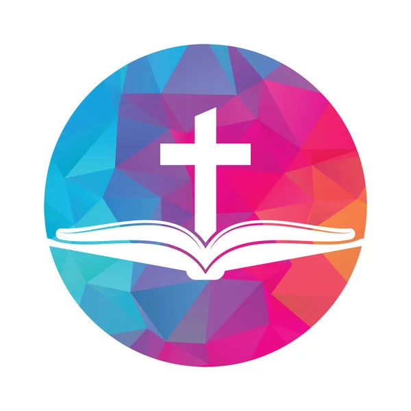 Βιβλίο Εκκλησία Λογότυπο Εικονίδιο Σχεδιασμού Λογότυπο Της Αγίας Γραφής Σταυρός — Διανυσματικό Αρχείο