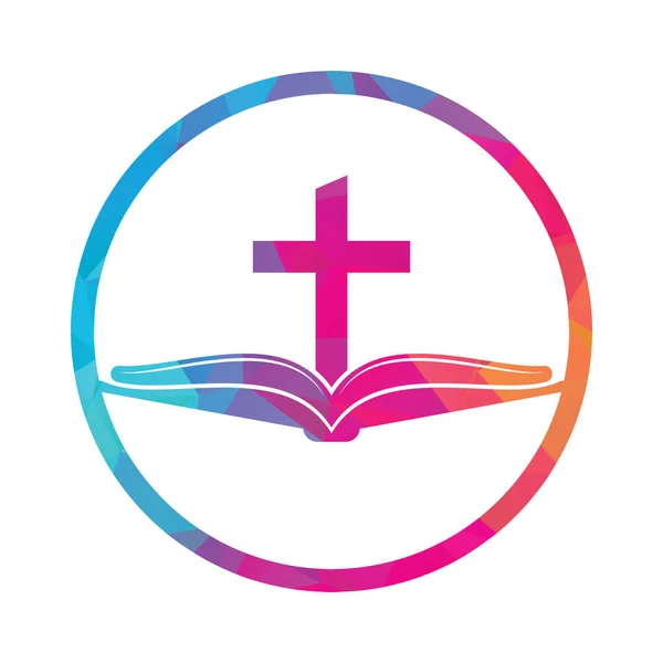 Buch Kirche Logo Design Ikone Bibel Kirche Logo Design Vektor — Stockvektor