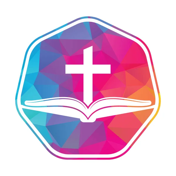 Βιβλίο Εκκλησία Λογότυπο Εικονίδιο Σχεδιασμού Λογότυπο Της Αγίας Γραφής Σταυρός — Διανυσματικό Αρχείο