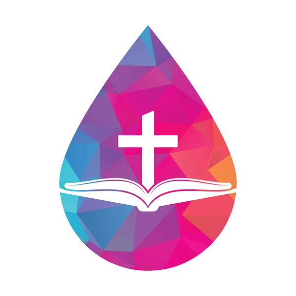 Rezervați Biserica Picătură Forma Concept Logo Design Pictogramă Biblia Biserica — Vector de stoc