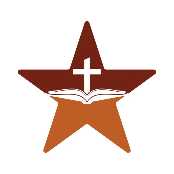 Boek Kerk Ster Vorm Concept Logo Ontwerp Icoon Bijbel Logo — Stockvector
