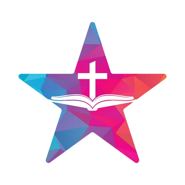 Libro Iglesia Estrella Forma Concepto Logotipo Icono Diseño Biblia Iglesia — Vector de stock