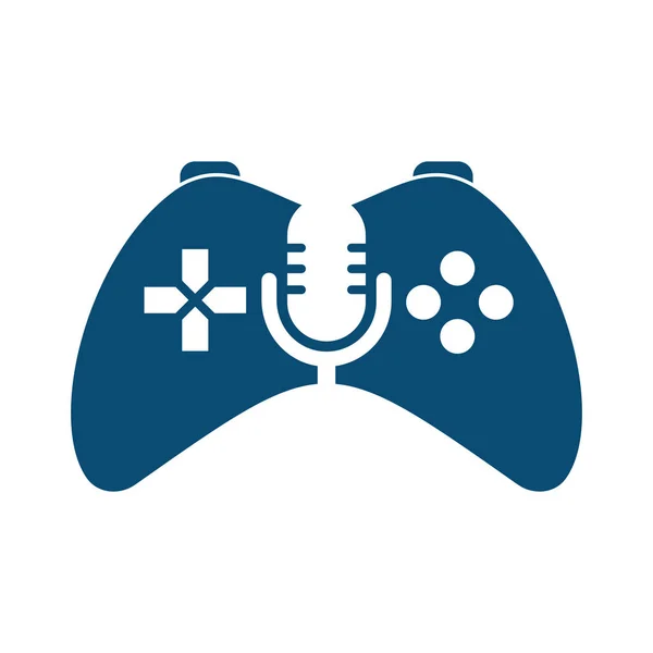 Gamepad Och Podcast Logo Design Mall — Stock vektor
