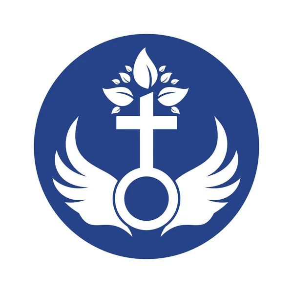 Логотип Церкви Біблія Хрест Ісуса Крила Ангела Крила Церковний Логотип — стоковий вектор