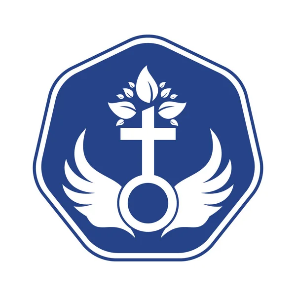 Логотип Церкви Біблія Хрест Ісуса Крила Ангела Крила Церковний Логотип — стоковий вектор