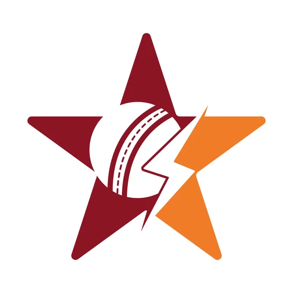 クリケットボール雷ベクトルのロゴデザイン 稲妻のデザインのクリケットクラブベクトルのロゴ — ストックベクタ