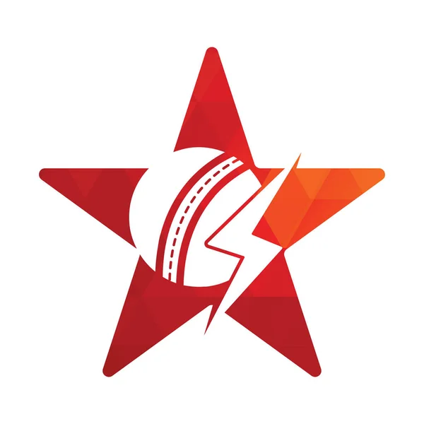 クリケットボール雷ベクトルのロゴデザイン 稲妻のデザインのクリケットクラブベクトルのロゴ — ストックベクタ