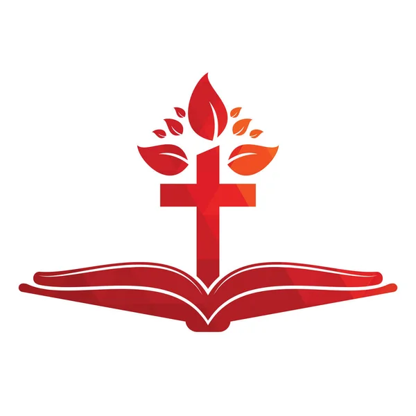 Дизайн Логотипу Біблійного Хреста Християнська Церква Дерево Хрест Векторний Дизайн Стокова Ілюстрація